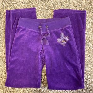 Y2K purple velour bedazzled sweatpants